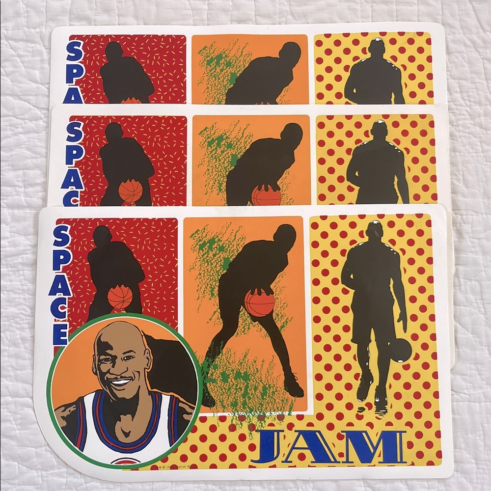 Vintage 1996 Space Jam Placemats Michael Jordan Set of 3 Basketball Movie 90’s